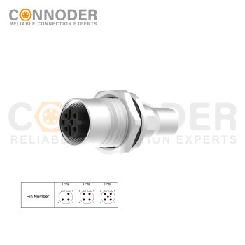 Wholesale M12 B Circular Connector l 3 Pin Panel Mount,Solder Connection,M16x1.5, Front Fastened,Shielded