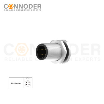 Wholesale M12 D Coded 4 Pin Circular Connector l Front Fastened Panel Mount Circular Connector For Pcb, M12 X 1.0, Straight