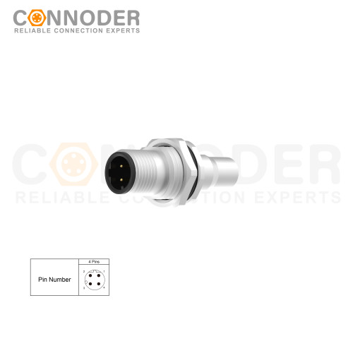 Wholesale M12 D Coded 4 Pin Circular Connector l Panel Mount,Solder Connection,M16x1.5, Front Fastened,Shielded