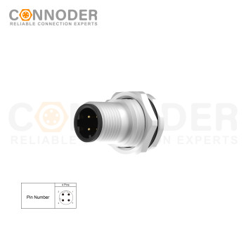 Wholesale M12 D Coded 4 Pin Circular Connector l Panel Mount,Solder Connectio,M16x1.5, Front Fastened