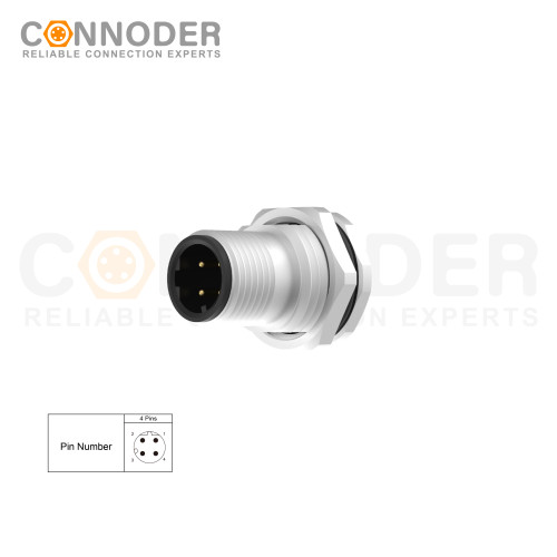 Wholesale M12 D Coded 4 Pin Circular Connector l Panel Mount,Solder Connectio,M16x1.5, Front Fastened