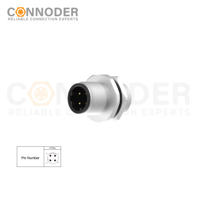 Wholesale M12 D Coded 4 Pin Circular Connector l Panel Mount,Solder Connection,M12x1.0, Rear Fastened