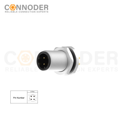 Wholesale M12 D Coded 4 Pin Circular Connector l Panel Mount,Solder Connection,M12x1.0, Front Fastened