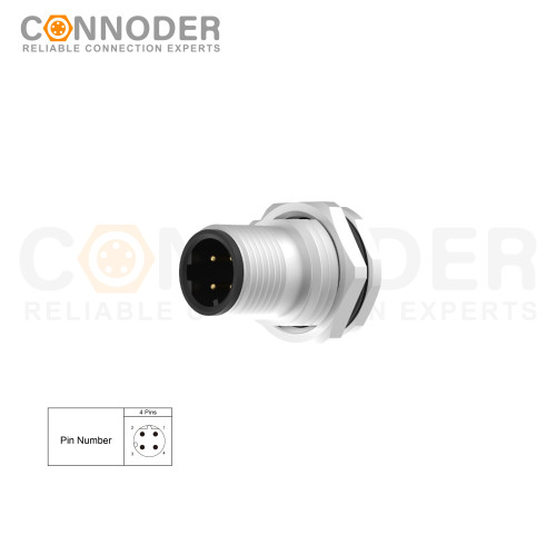 Wholesale M12 D Coded 4 Pin Circular Connector l  Front Fastened Panel Mount Circular Connector For Pcb, M16 X 1.5, Straight