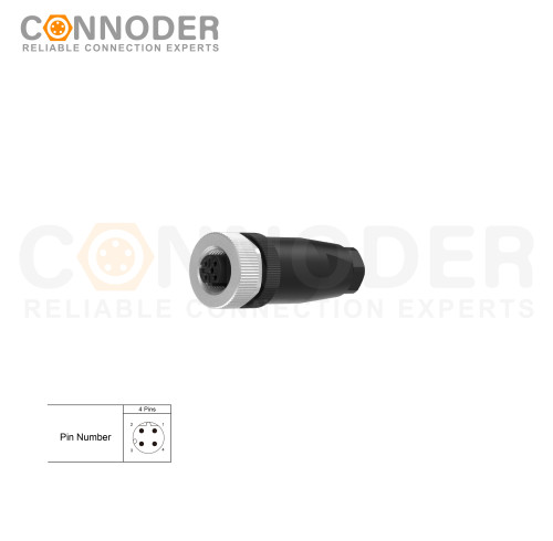 Wholesale M12 D Coded 4 Pin Circular Connector l Female Straight Circular Connector-Field Wireable Mount,Screw Connection,PG7
