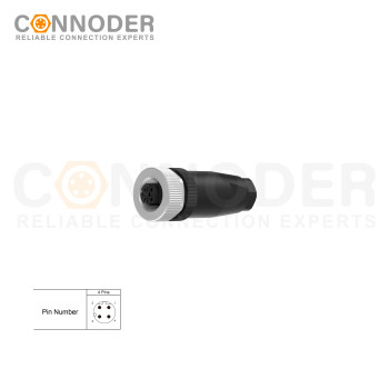 Wholesale M12 D Coded 4 Pin Circular Connector l Female Straight Circular Connector-Field Wireable Mount,Screw Connection,PG7
