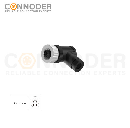 Wholesale M12 D Coded 4 Pin Circular Connector l Female Angle Circular Connector-Field Wireable Mount,Screw Connection,PG7