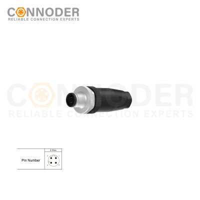 Wholesale M12 D Coded 4 Pin Circular Connector l Male Straight Circular Connector-Field Wireable,,Screw Connection,PG7