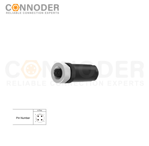 Wholesale M12 D Coded 4 Pin Circular Connector l Female Straight Circular Connector-Field Wireable Mount,Screw Connection,PG9