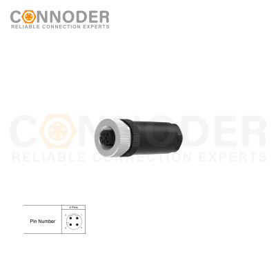 Wholesale M12 D Coded 4 Pin Circular Connector l Female Straight Circular Connector-Field Wireable Mount,Screw Connection,PG9