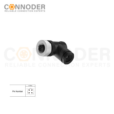 Wholesale M12 D Coded 4 Pin Circular Connector l Female Angle Circular Connector-Field Wireable Mount,Screw Connection,PG9
