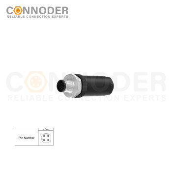 Wholesale M12 D Coded 4 Pin Circular Connector l Male Straight Circular Connector-Field Wireable,,Screw Connection,PG9