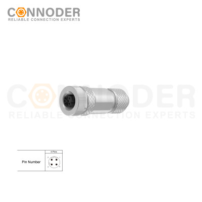 Wholesale M12 D Coded 4 Pin Circular Connector l Female Straight Circular Connector-Metal Assembled,Field Wireable,Screw Connection,Shielded,PG7