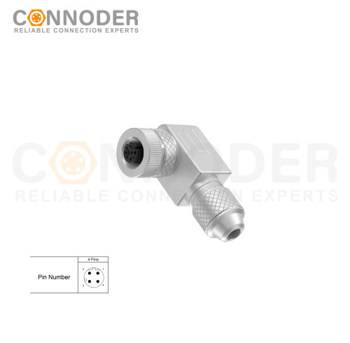 Wholesale M12 D Coded 4 Pin Circular Connector l Female Angle Circular Connector-Metal Assembled,Field Wireable,Screw Connection,Shielded,PG7
