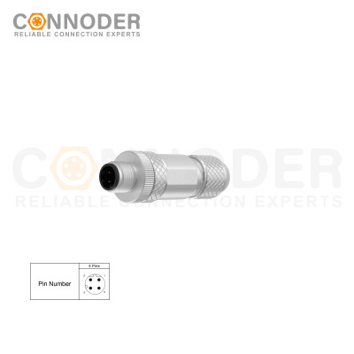 Wholesale M12 D Coded 4 Pin Circular Connector l Male Straight Circular Connector-Metal Assembled,Field Wireable,Screw Connection,Shielded,PG7