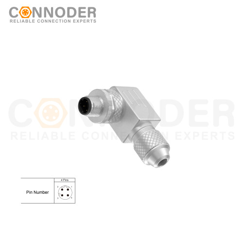 Wholesale M12 D Coded 4 Pin Circular Connector l Male Angle Circular Connector-Metal Assembled,Field Wireable,Screw Connection,Shielded,PG7