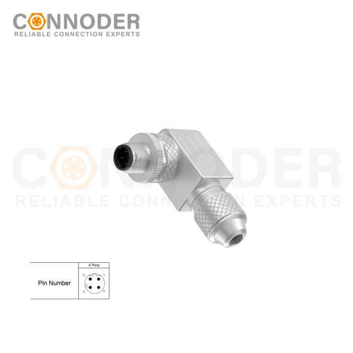 Wholesale M12 D Coded 4 Pin Circular Connector l Male Angle Circular Connector-Metal Assembled,Field Wireable,Screw Connection,Shielded,PG7
