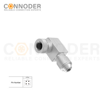 Wholesale M12 D Coded 4 Pin Circular Connector l Female Angle Circular Connector-Metal Assembled,Field Wireable,Screw Connection,Shielded,PG9