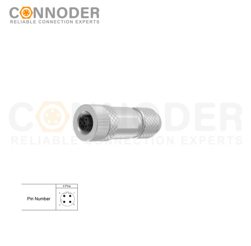 Wholesale M12 D Coded 4 Pin Circular Connector l Female Straight Circular Connector-Metal Assembled,Field Wireable,Screw Connection,Shielded,PG9