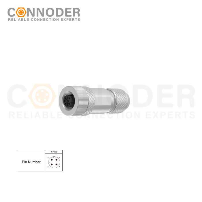 Wholesale M12 D Coded 4 Pin Circular Connector l Female Straight Circular Connector-Metal Assembled,Field Wireable,Screw Connection,Shielded,PG9