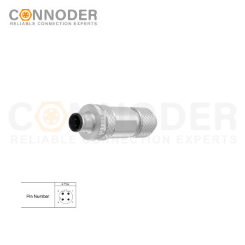 Wholesale M12 D Coded 4 Pin Circular Connector l Male Straight Circular Connector-Metal Assembled,Field Wireable,Screw Connection,Shielded,PG9