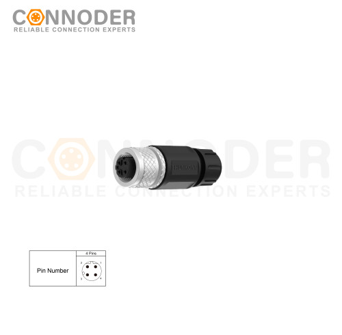 Wholesale M12 D Coded 4 Pin Circular Connector l Field Wireable,Straight Plastic Assembled,Solder Connection,batch