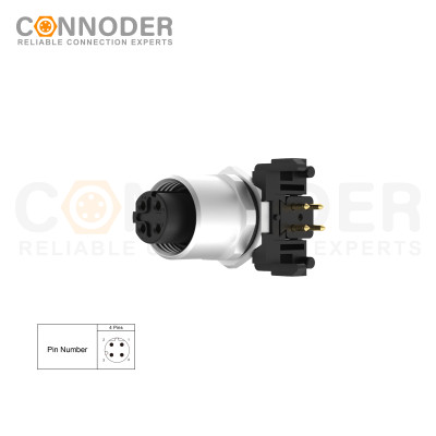 Wholesale M12 D Coded 4 Pin Circular Connector l Panel Mount, PCB Dip-solder Connection,M12x1.0,