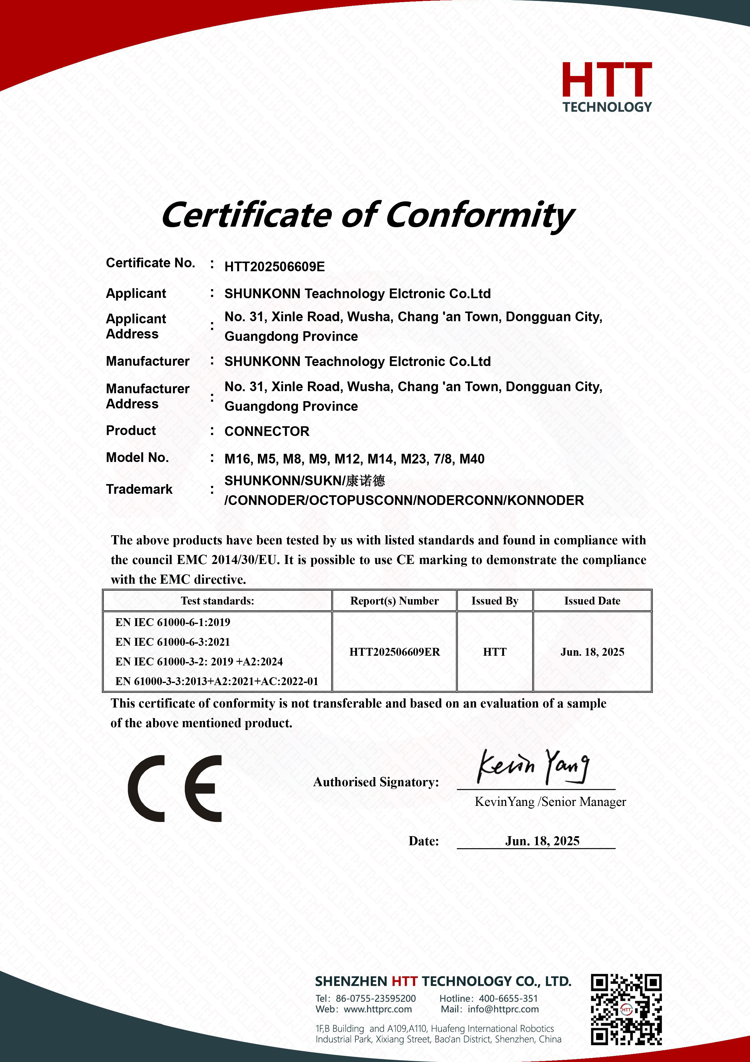 Certificate of Conformity HTT202506609E