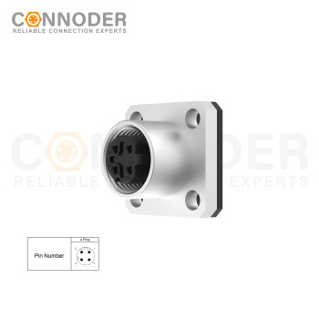 Wholesale M12 D Coded 4 Pin Circular Connector l Panel Mount,Solder Square Flange,14x14