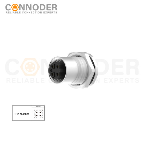 Wholesale M12 D Coded 4 Pin Circular Connector l Panel Mount,Solder Connection,M16x1.5, Front Fastened