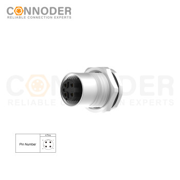 Wholesale M12 D Coded 4 Pin Circular Connector l Panel Mount,Solder Connection,M16x1.5, Front Fastened