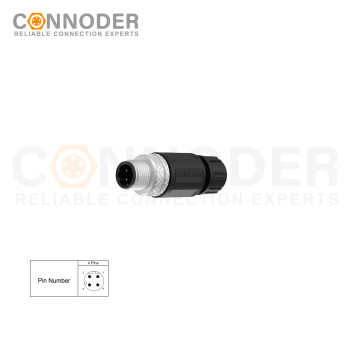 Wholesale M12 D Coded 4 Pin Circular Connector l Field Wireable,Straight Plastic Assembled,Solder Connection