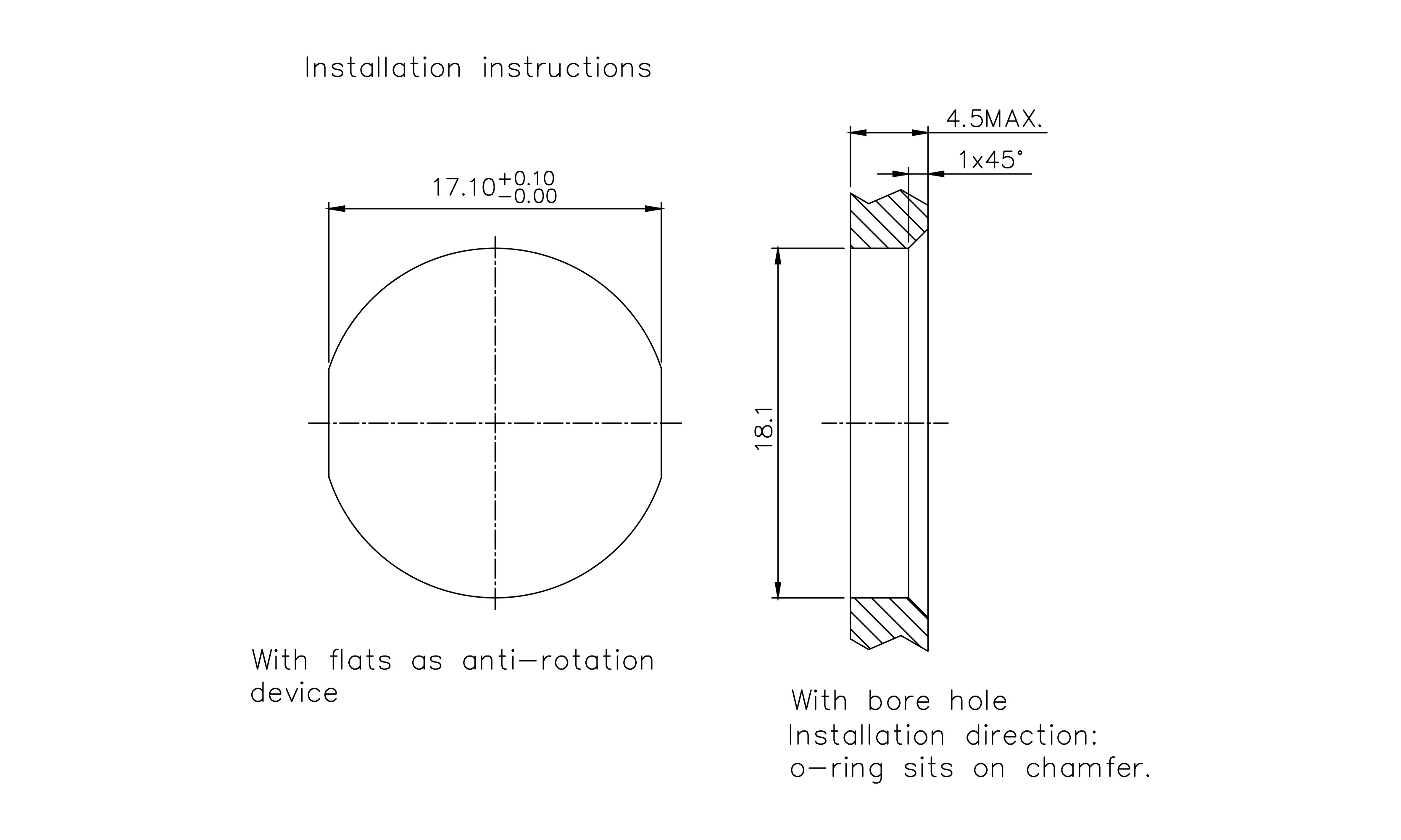 Opening Size for M16 Circular Connector with M18×0.75 Threads