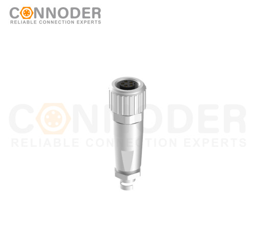 M9 Female Straight Circular Connector-Metal Assembled,Field Wireable,A coded,Solder Connection