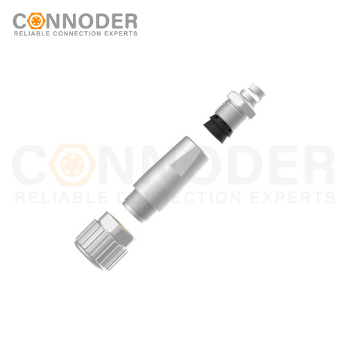 M9 Female Straight Circular Connector-Metal Assembled,Field Wireable,A coded,Solder Connection