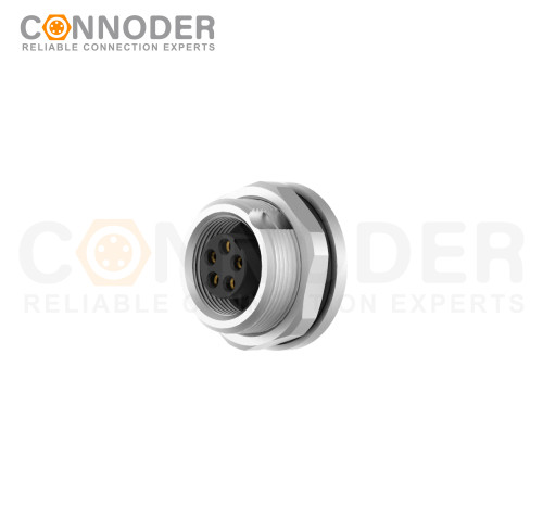 M9 5 Pin Circular Connectors Rear Mount Female Solder Connectio, Front Fastened