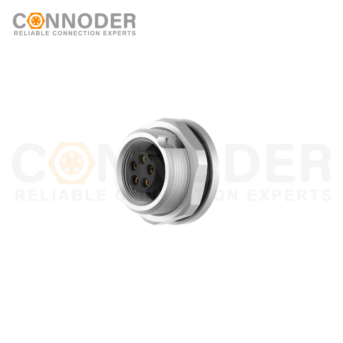 M9 5 Pin Circular Connectors Rear Mount Female Solder Connectio, Front Fastened