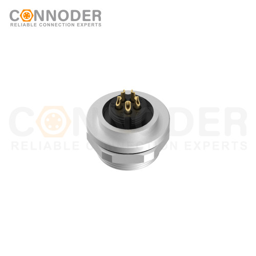 M9 5 Pin Circular Connectors Rear Mount Female Solder Connectio, Front Fastened
