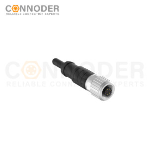 M9 Female Cable Connector-Straight Overmolded Cable,UL, PUR, black,Solder Connection,A code,