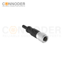 M9 Female Cable Connector-Straight Overmolded Cable,UL, PUR, black,Solder Connection,A code,