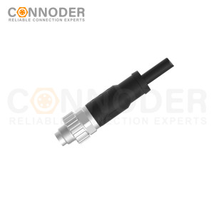 M9 Male Cable Connector-Straight Overmolded Cable,UL, PUR, black,Solder Connection,A code,