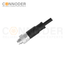 M9 Male Cable Connector-Straight Overmolded Cable,UL, PUR, black,Solder Connection,A code,