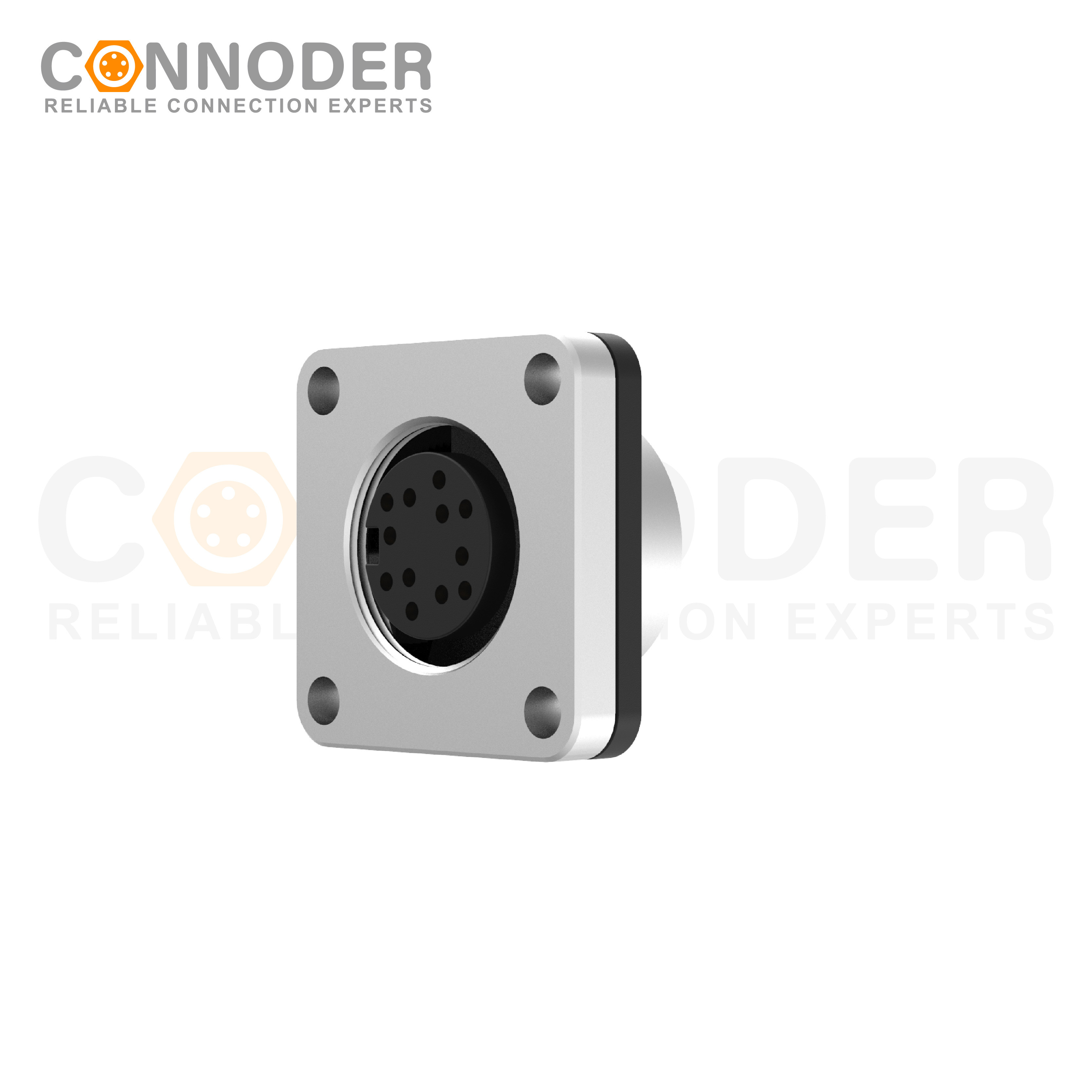 M16 Square Flange 12Pin Female Socket
