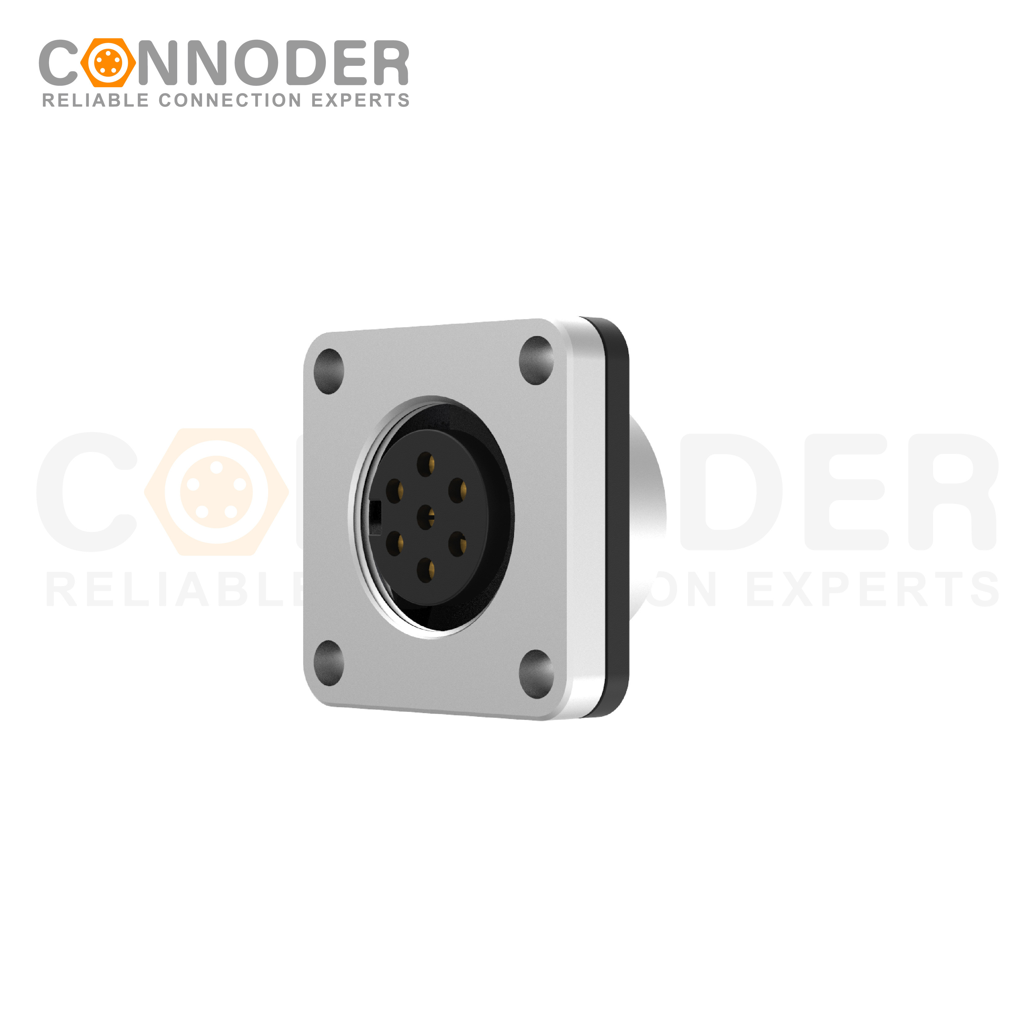 M16 Square Flange 7Pin Female Socket