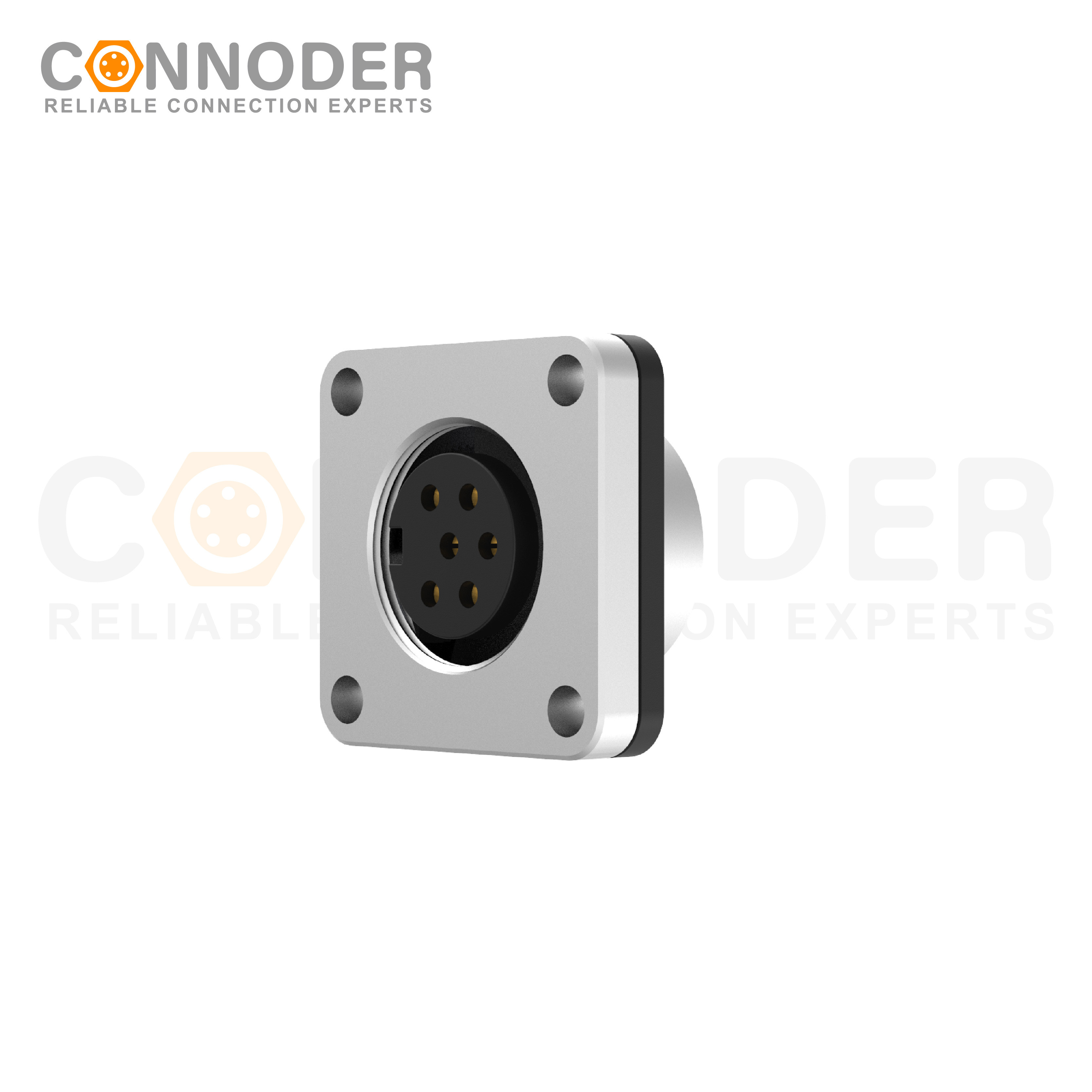 M16 Square Flange 6Pin Female Socket