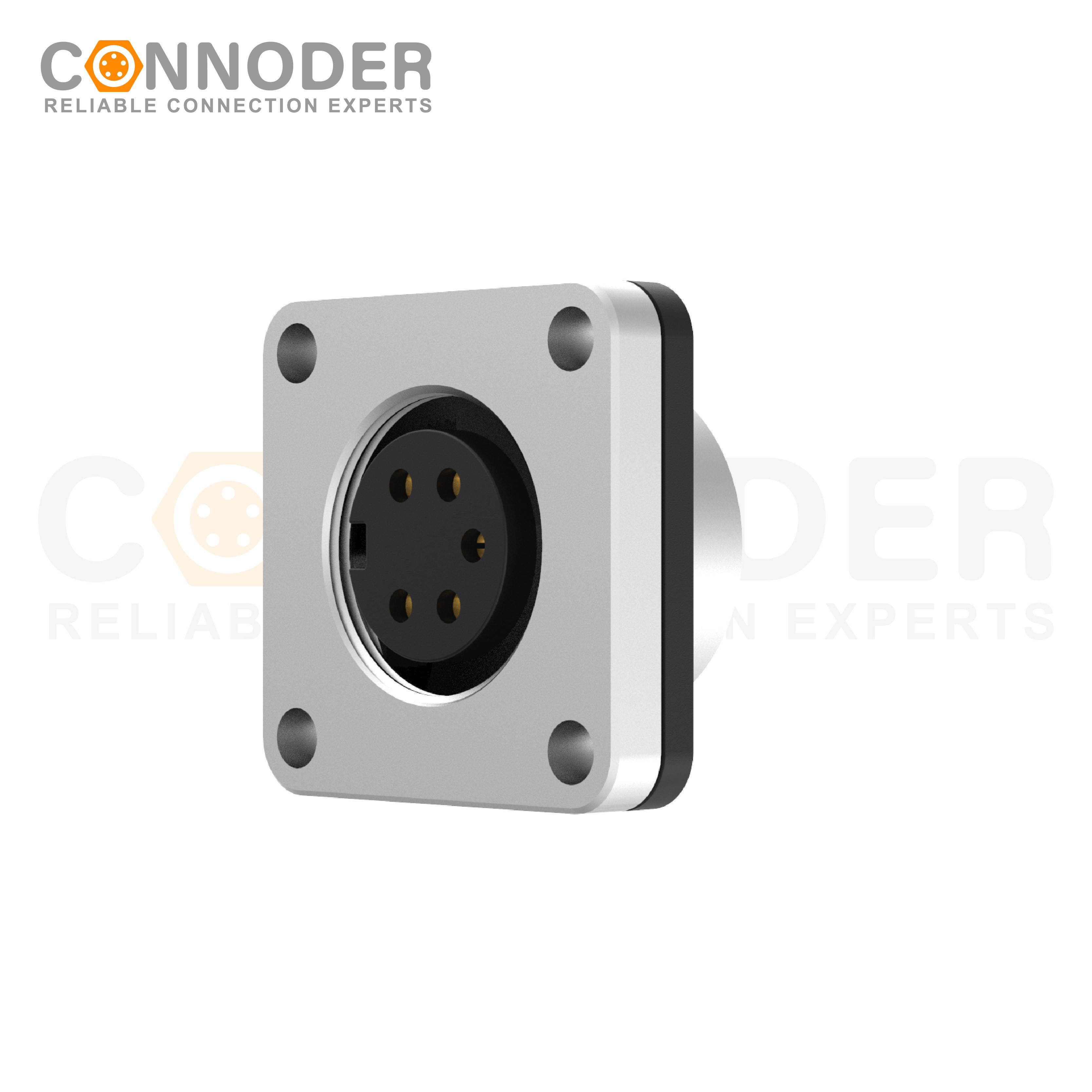 M16 Square Flange 5Pin Female Socket