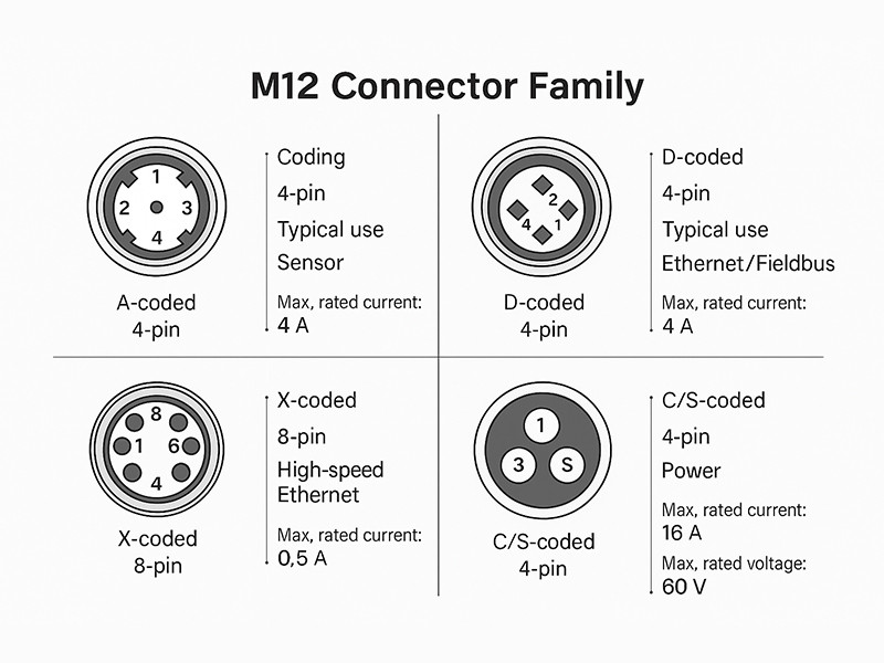 Detailed technical illustration of the M12 connector