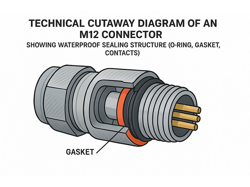 Technical section drawing of M12 connector
