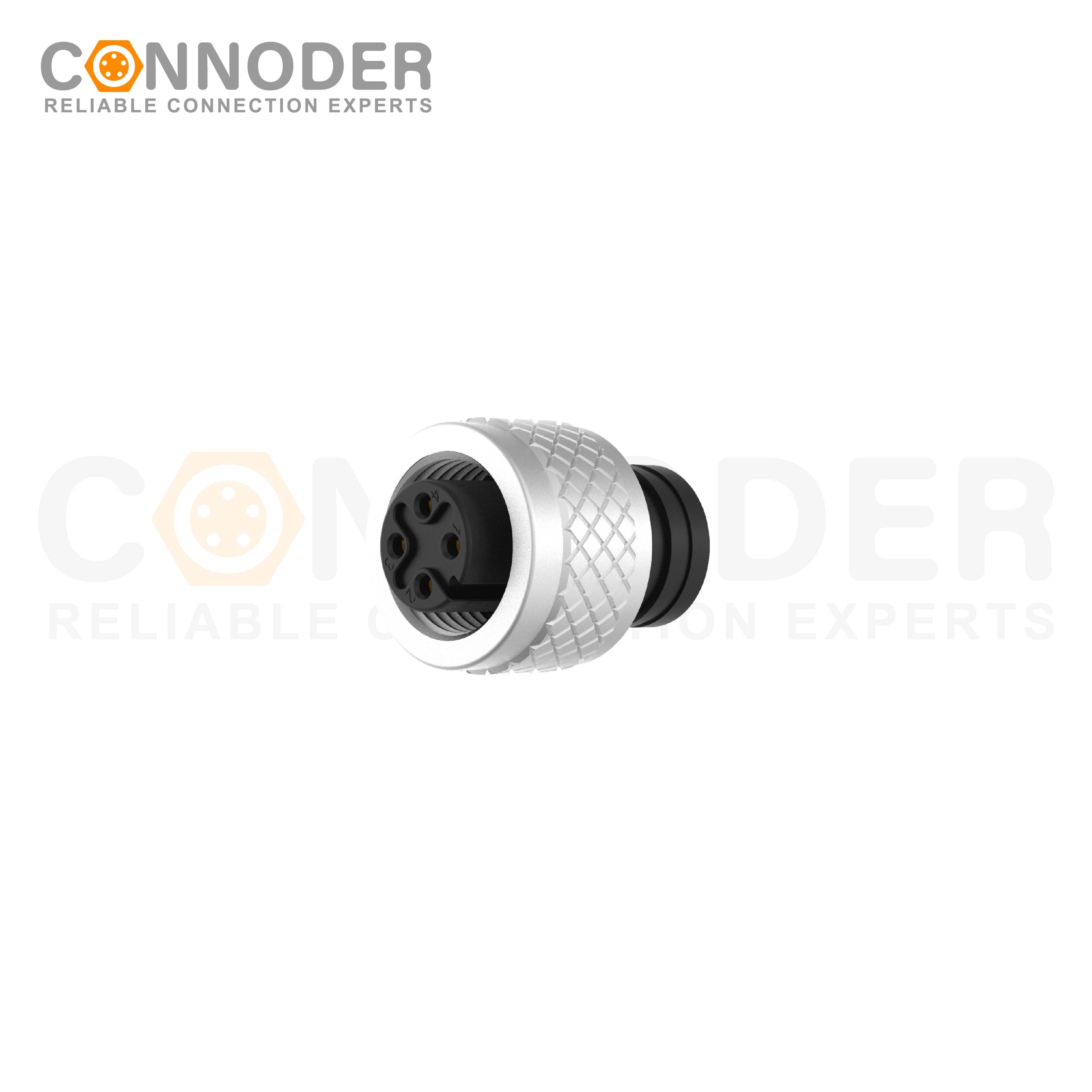 M12 A Female 4 Pin Circular Connector