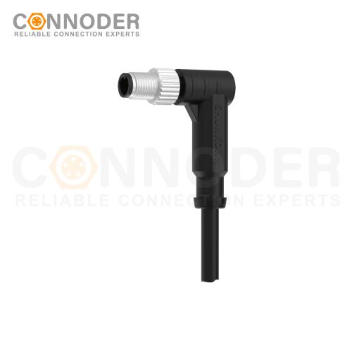 M5 Male Sensor Connecting-Right Angle Overmolded Cable,UL, PUR, black,Solder Connection,A code
